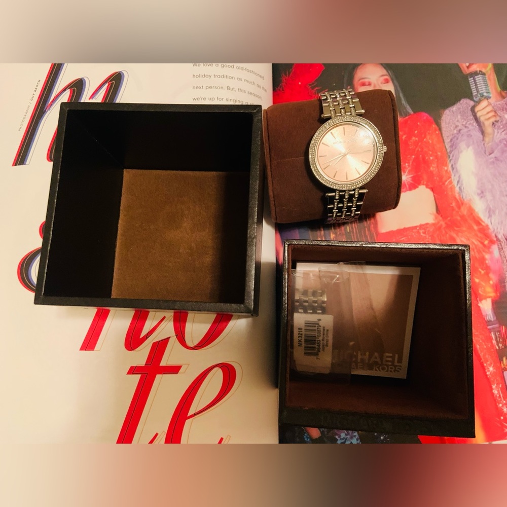 Michael Kors Silver Watch with Rose Face